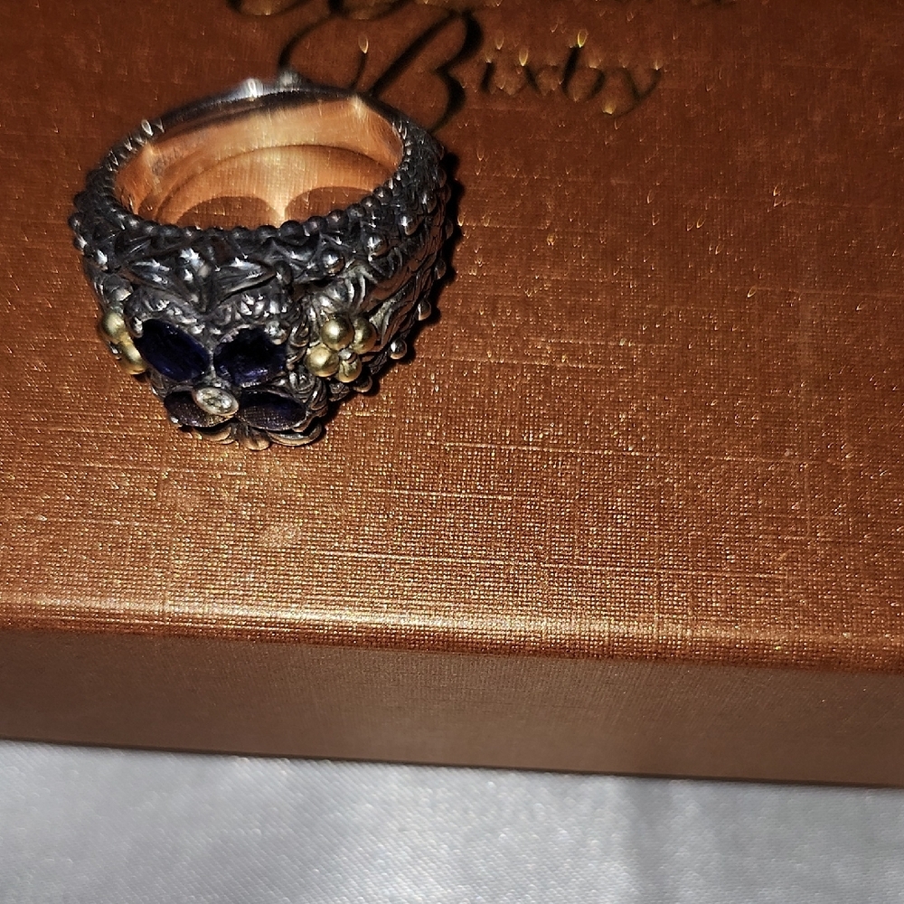 Barbara Bixby Sterling Silver And 18kt. Gold Flower Ring Size 9 - Picture 3 of 4